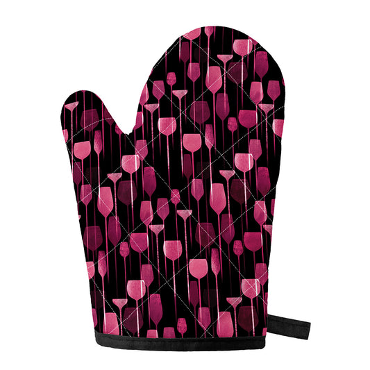 Glasses Of Wine Print Single Oven Mitt