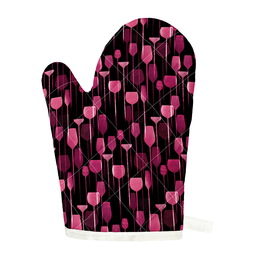 Glasses Of Wine Print Single Oven Mitt