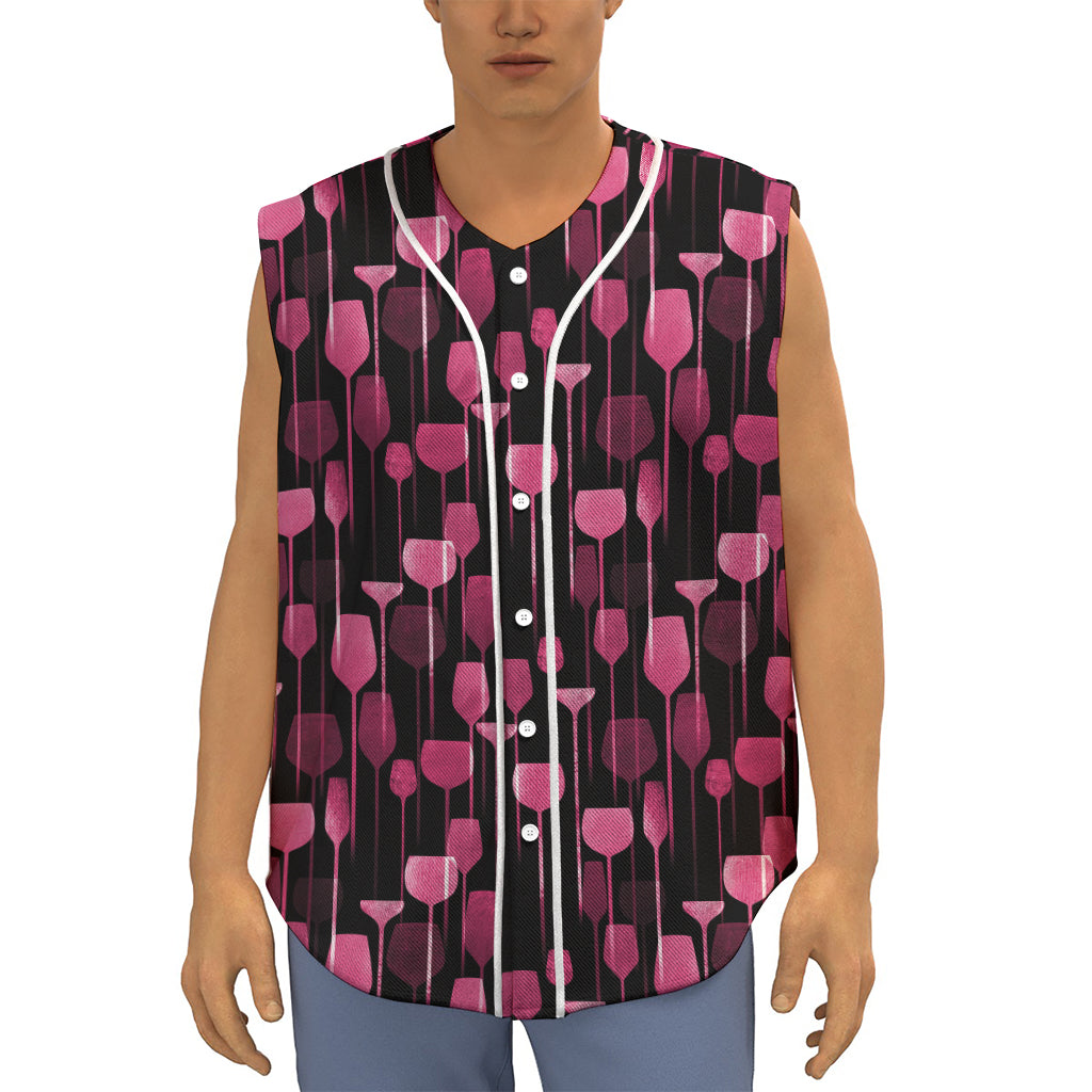 Glasses Of Wine Print Sleeveless Baseball Jersey
