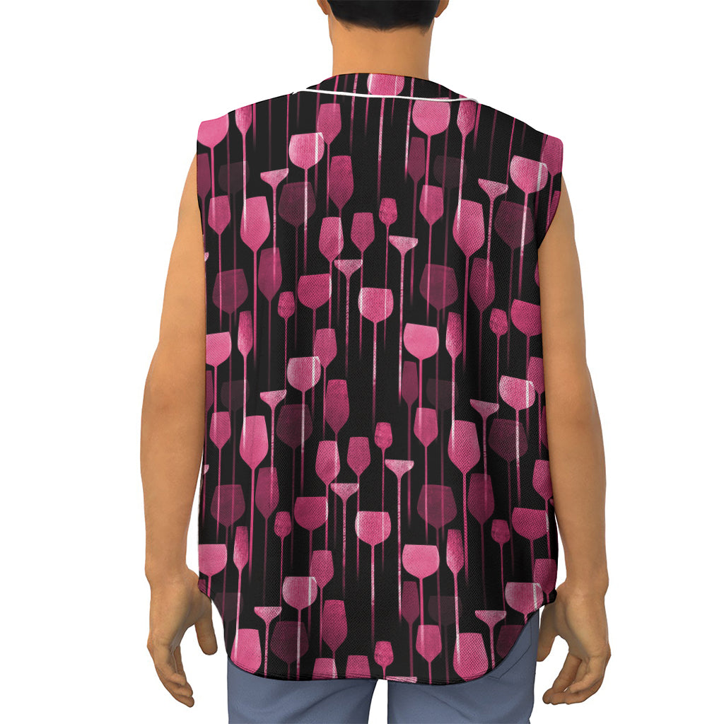 Glasses Of Wine Print Sleeveless Baseball Jersey
