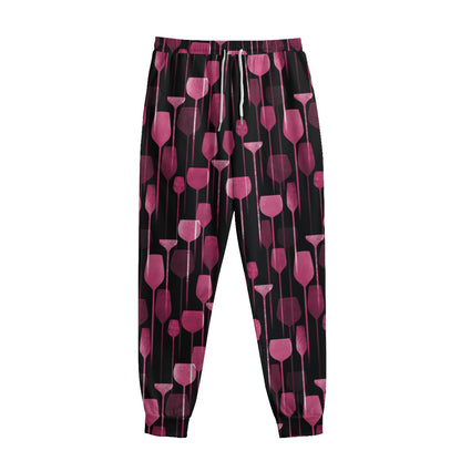 Glasses Of Wine Print Sweatpants