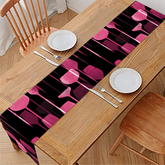 Glasses Of Wine Print Table Runner