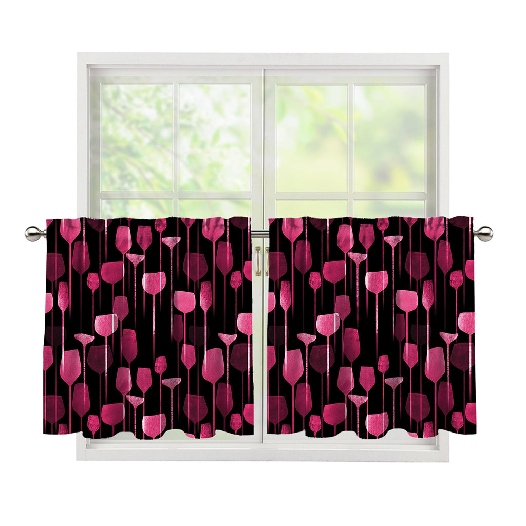 Glasses Of Wine Print Tier Curtains