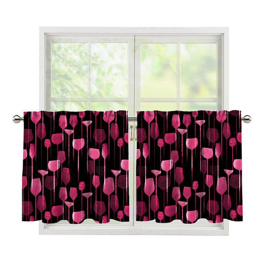 Glasses Of Wine Print Tier Curtains