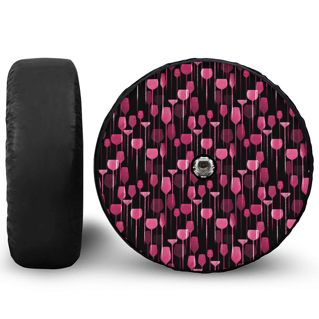 Glasses Of Wine Print Tire Cover With Camera Hole