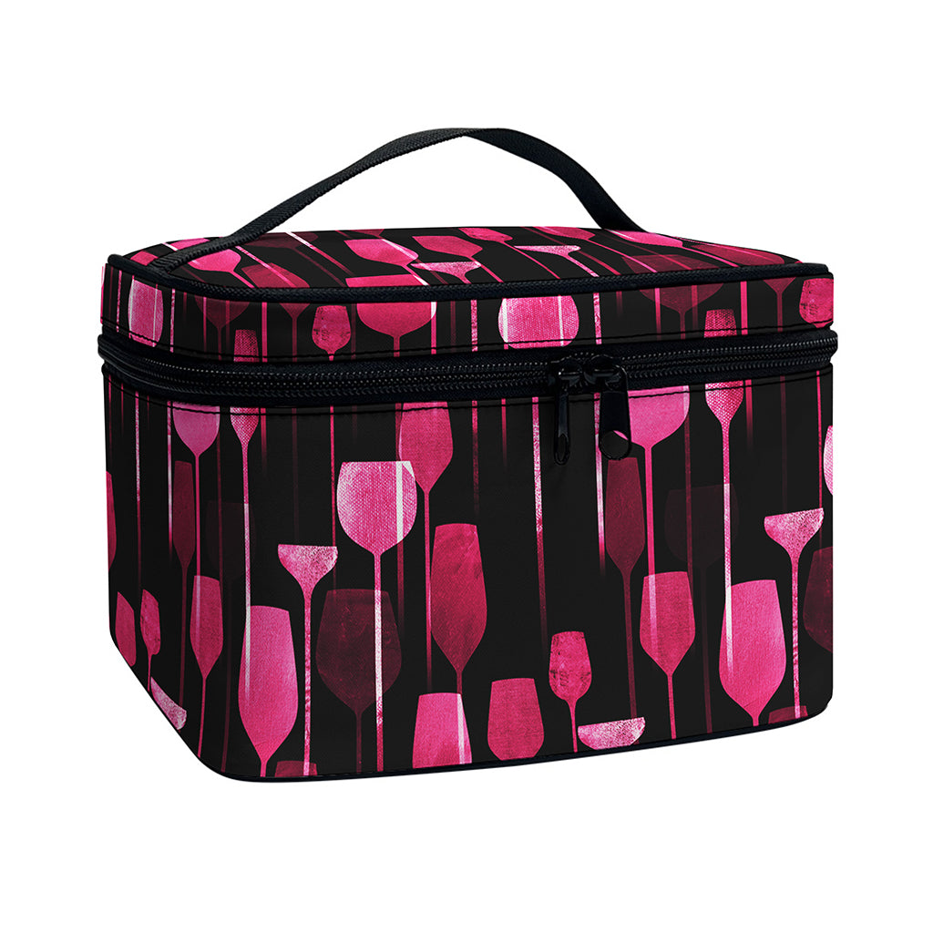 Glasses Of Wine Print Travel Makeup Bag