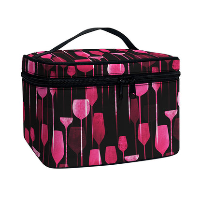 Glasses Of Wine Print Travel Makeup Bag
