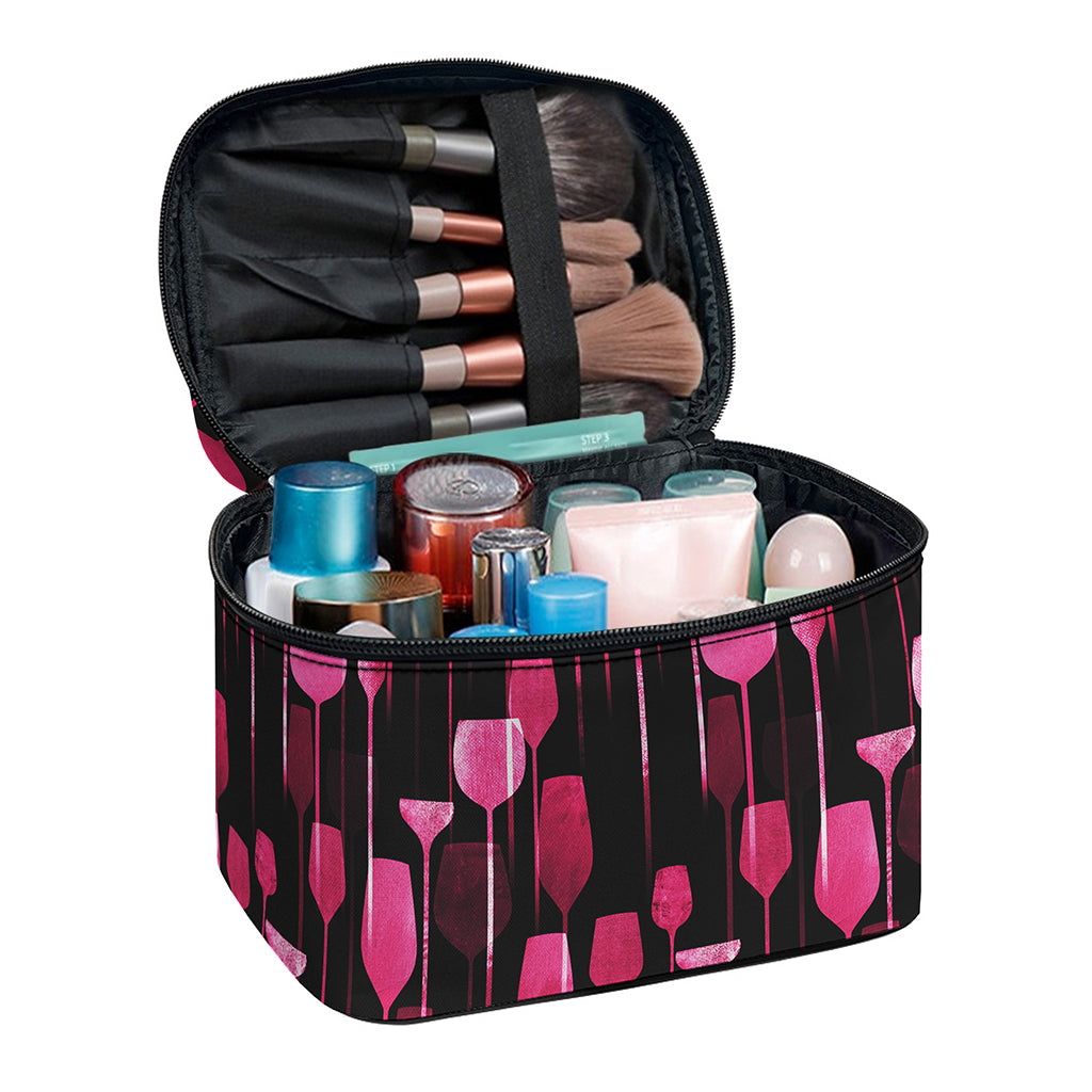 Glasses Of Wine Print Travel Makeup Bag