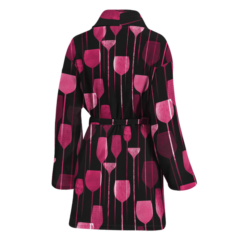 Glasses Of Wine Print Women's Bathrobe