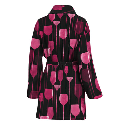 Glasses Of Wine Print Women's Bathrobe
