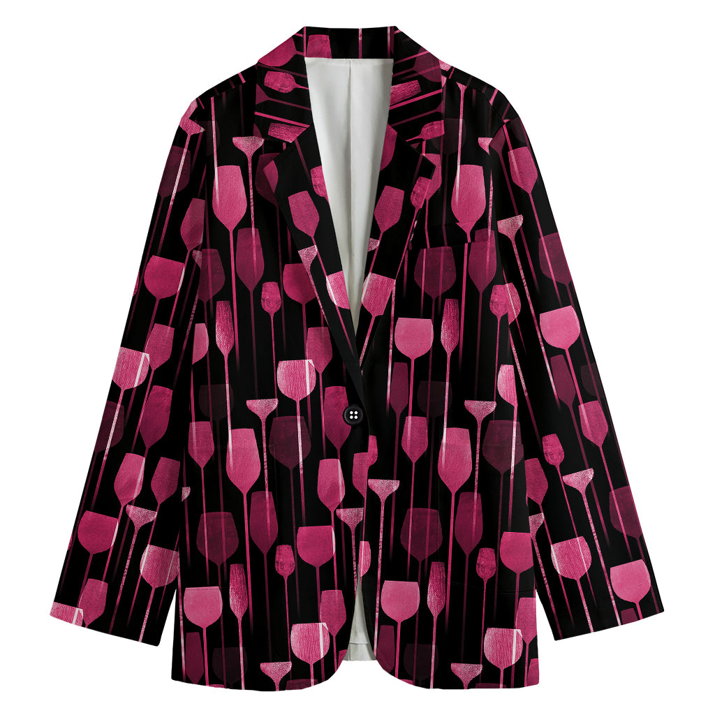 Glasses Of Wine Print Women's Blazer