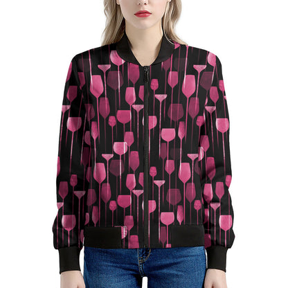 Glasses Of Wine Print Women's Bomber Jacket