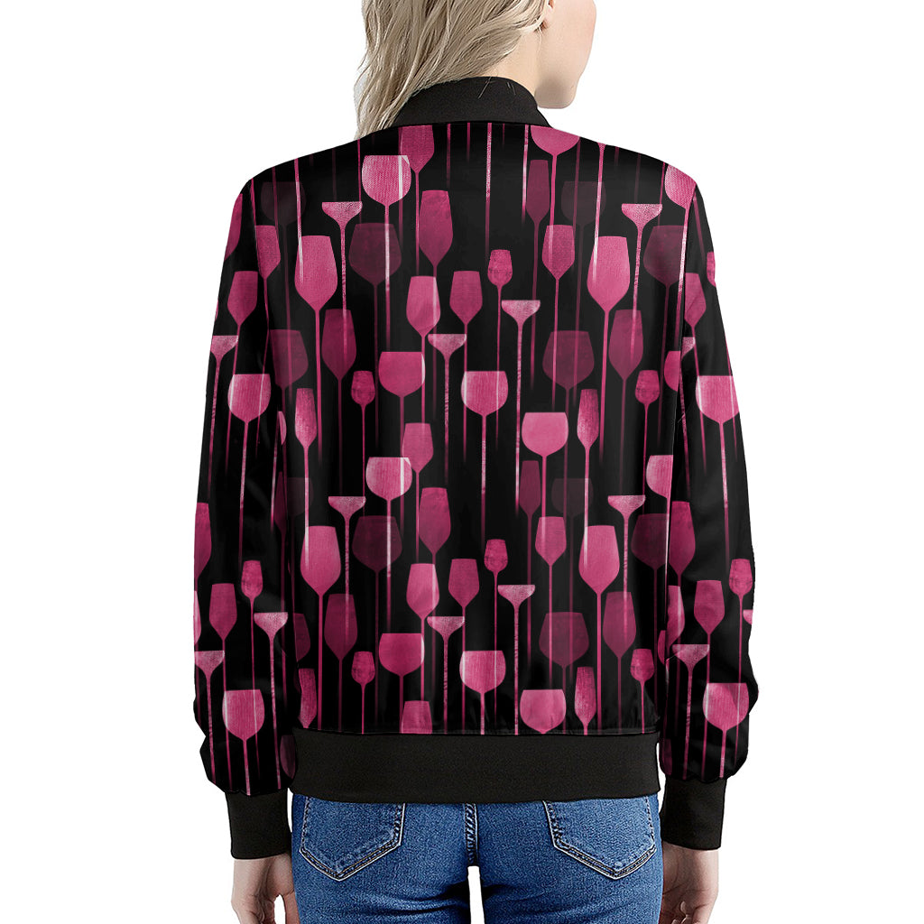 Glasses Of Wine Print Women's Bomber Jacket