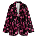 Glasses Of Wine Print Women's Cotton Blazer