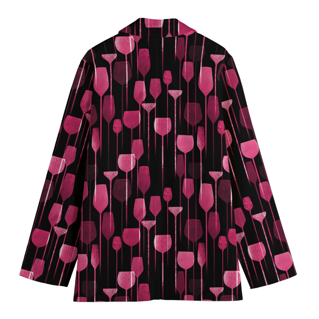 Glasses Of Wine Print Women's Cotton Blazer