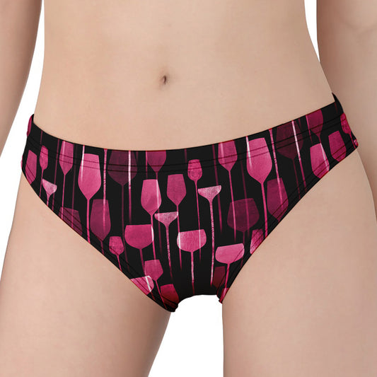 Glasses Of Wine Print Women's Panties