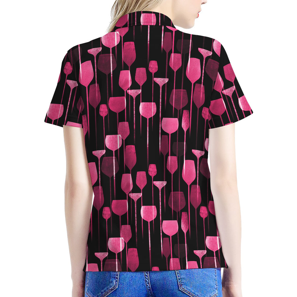 Glasses Of Wine Print Women's Polo Shirt