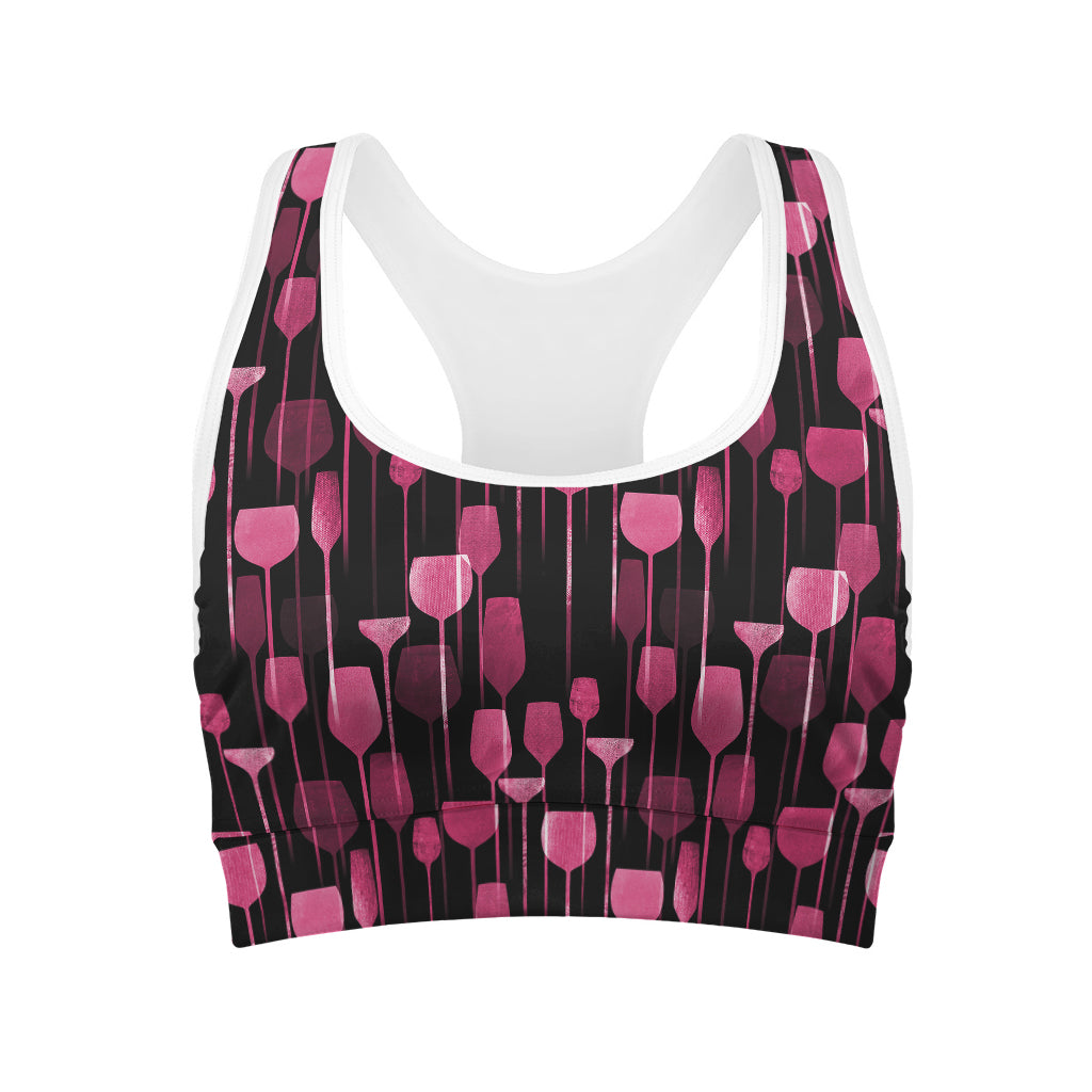 Glasses Of Wine Print Women's Sports Bra