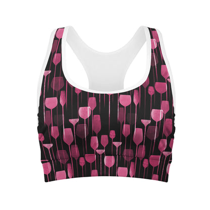 Glasses Of Wine Print Women's Sports Bra
