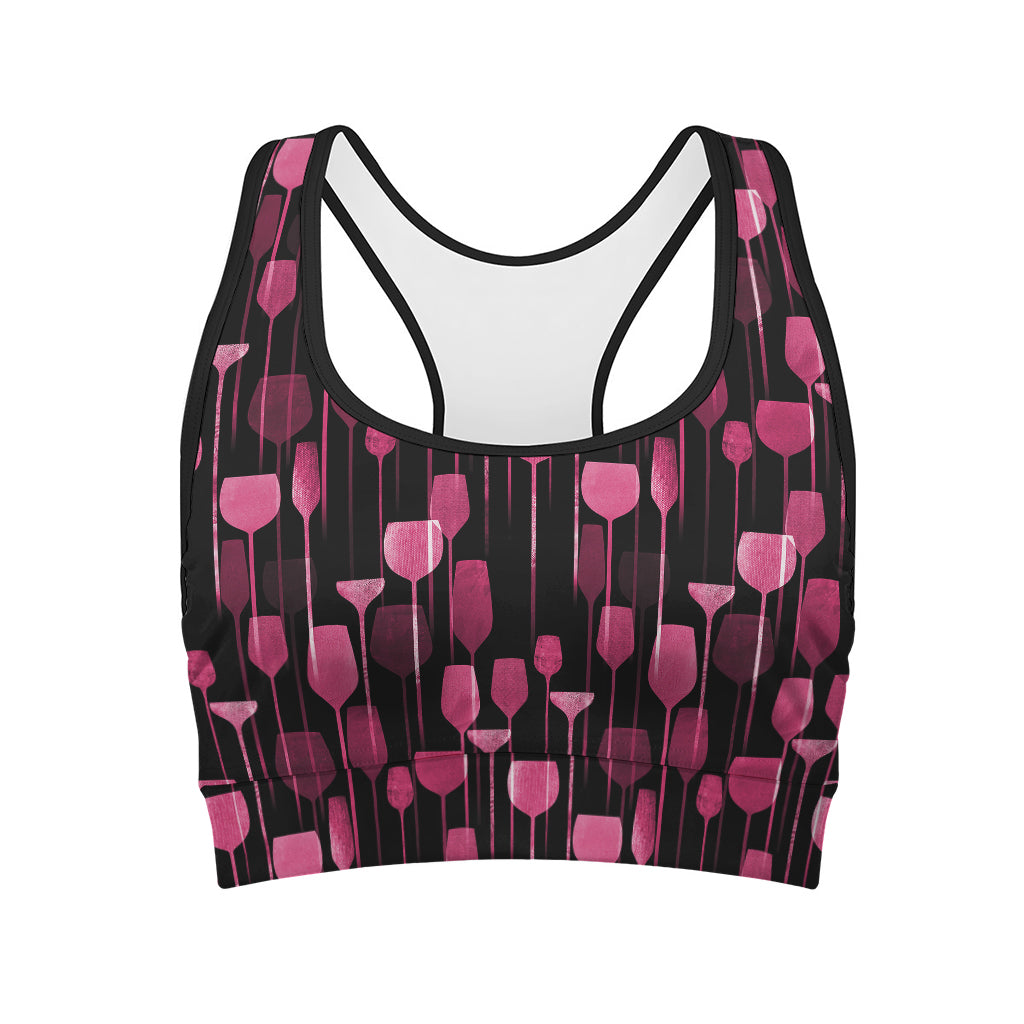 Glasses Of Wine Print Women's Sports Bra