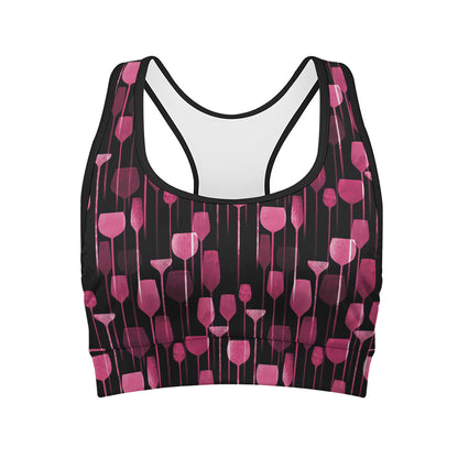Glasses Of Wine Print Women's Sports Bra