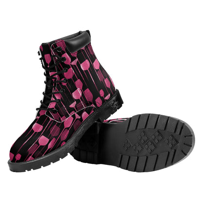 Glasses Of Wine Print Work Boots