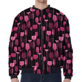 Glasses Of Wine Print Zip Sleeve Bomber Jacket