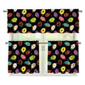 Glaze Donut Pattern Print 3 Piece Kitchen Curtains