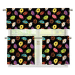 Glaze Donut Pattern Print 3 Piece Kitchen Curtains