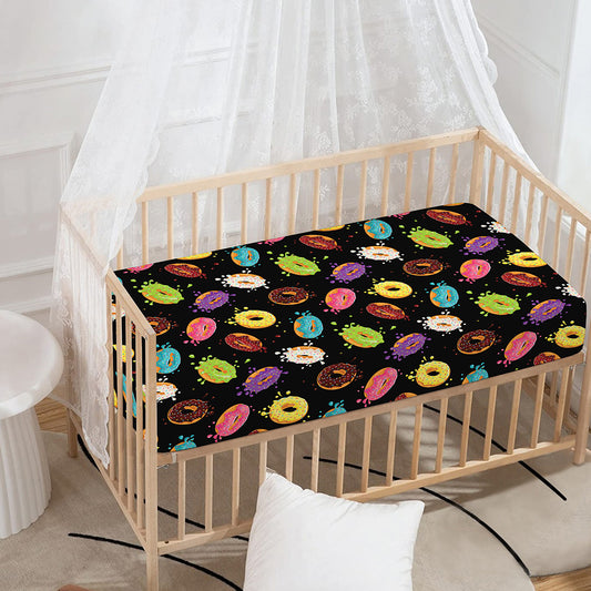 Glaze Donut Pattern Print Baby Crib Sheet