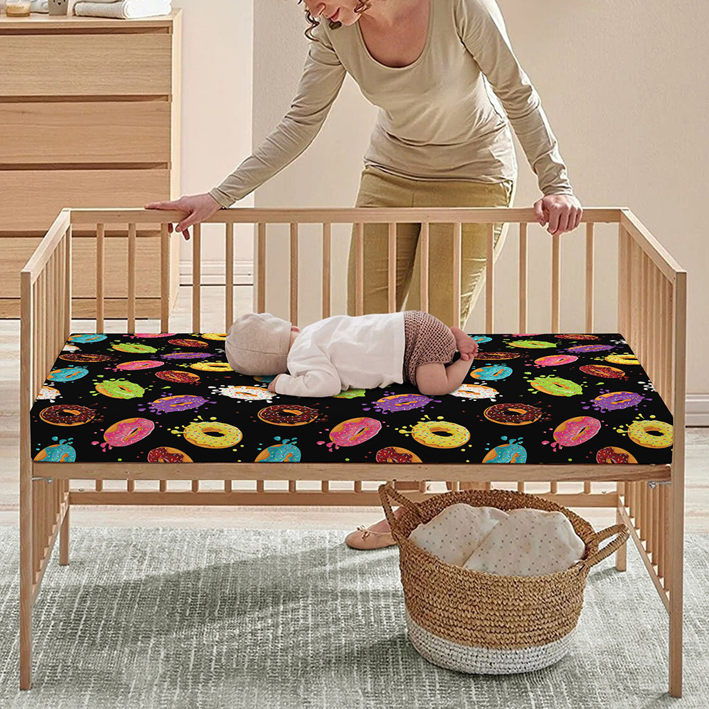 Glaze Donut Pattern Print Baby Crib Sheet