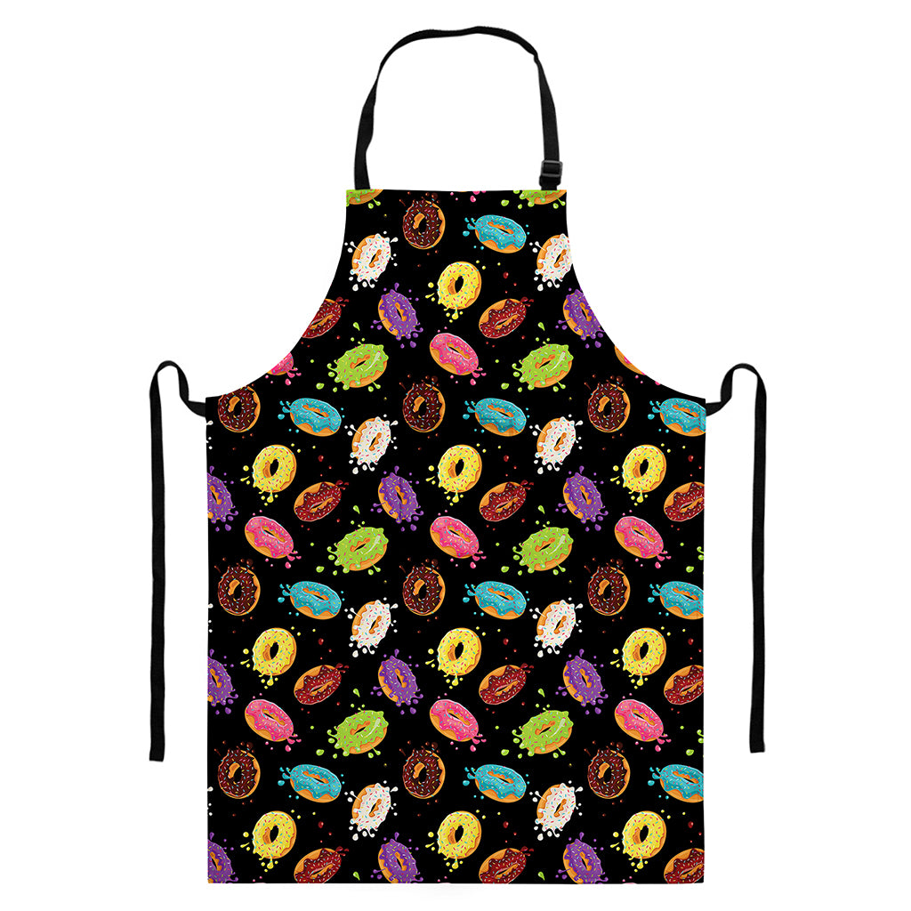 Glaze Donut Pattern Print Bib Apron With Pocket