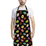 Glaze Donut Pattern Print Bib Apron With Pocket