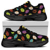 Glaze Donut Pattern Print Black Chunky Shoes