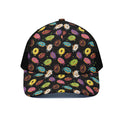 Glaze Donut Pattern Print Black Mesh Trucker Hat