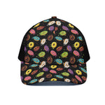 Glaze Donut Pattern Print Black Mesh Trucker Cap