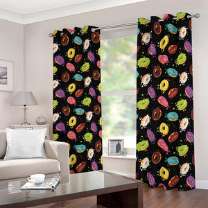 Glaze Donut Pattern Print Blackout Grommet Curtains