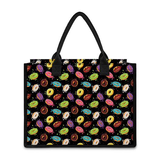 Glaze Donut Pattern Print Canvas Tote Bag