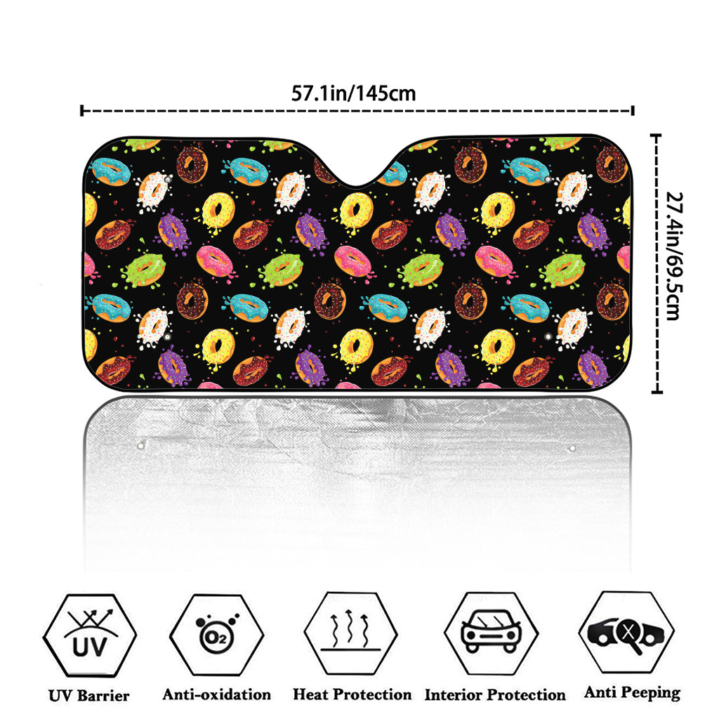 Glaze Donut Pattern Print Car Windshield Sun Shade