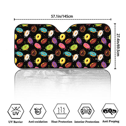 Glaze Donut Pattern Print Car Windshield Sun Shade