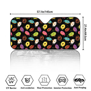 Glaze Donut Pattern Print Car Windshield Sun Shade