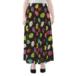 Glaze Donut Pattern Print Chiffon Maxi Skirt