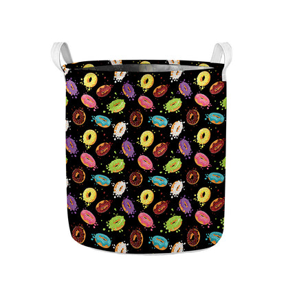 Glaze Donut Pattern Print Collapsible Laundry Basket