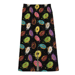 Glaze Donut Pattern Print Cotton Front Slit Maxi Skirt