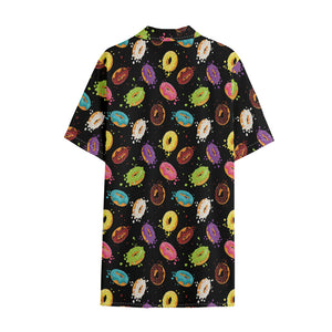 Glaze Donut Pattern Print Cotton Hawaiian Shirt