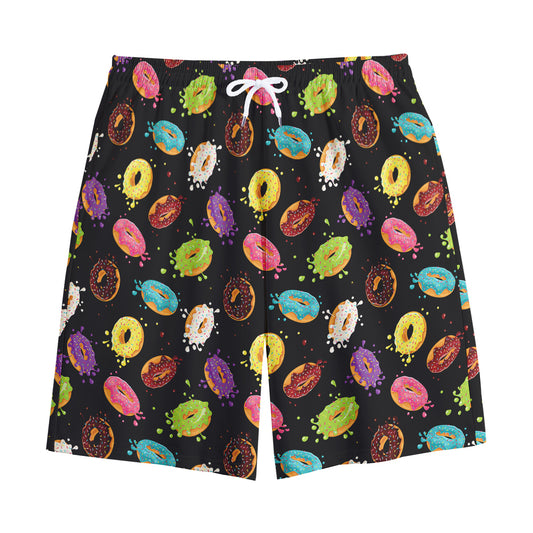 Glaze Donut Pattern Print Cotton Shorts