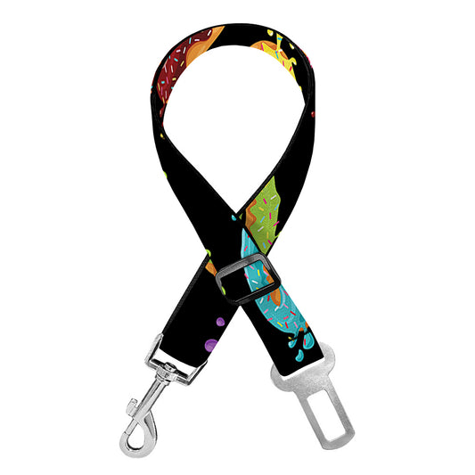 Glaze Donut Pattern Print Dog Seat Belt