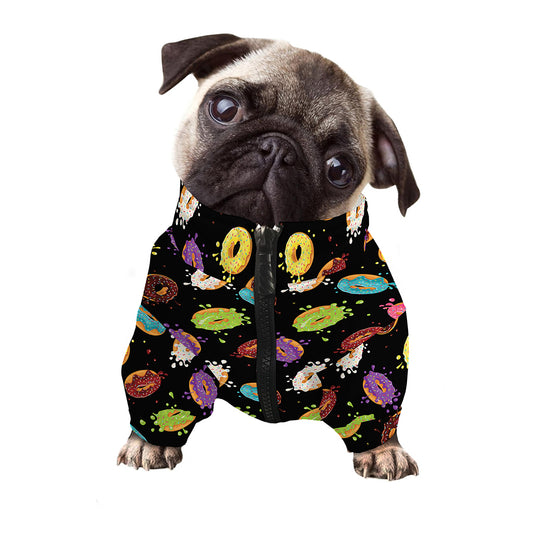Glaze Donut Pattern Print Dog Zip Up Jacket