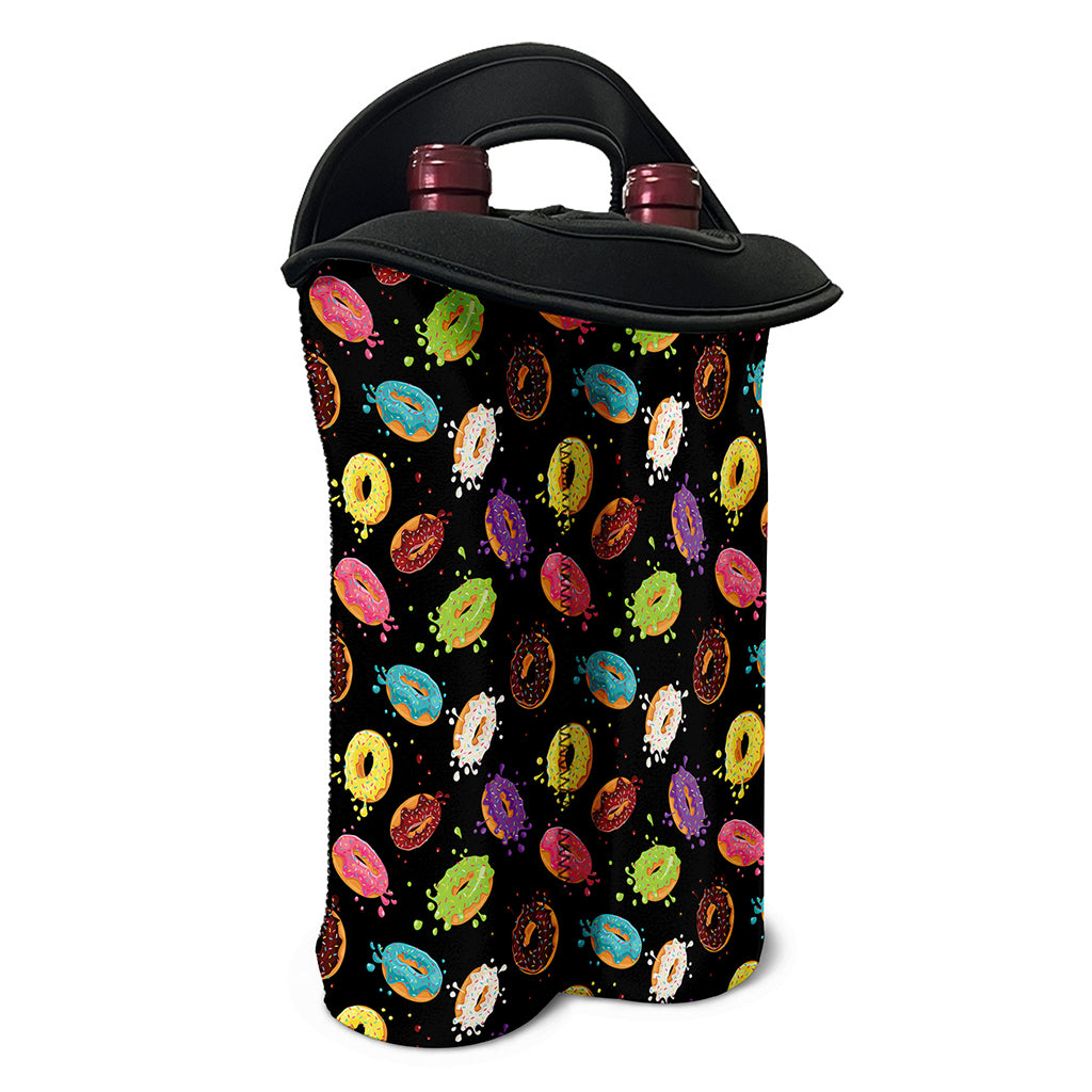 Glaze Donut Pattern Print Double Neoprene Wine Tote