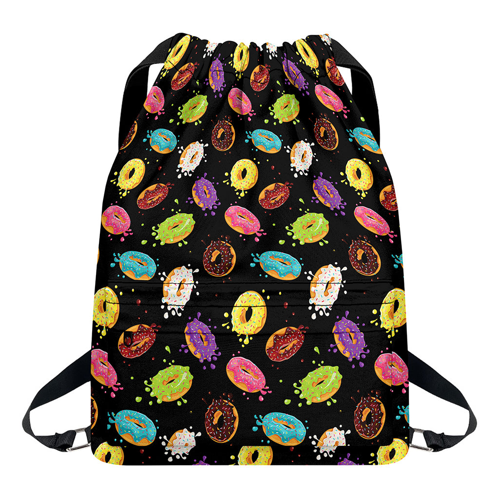 Glaze Donut Pattern Print Drawstring Backpack